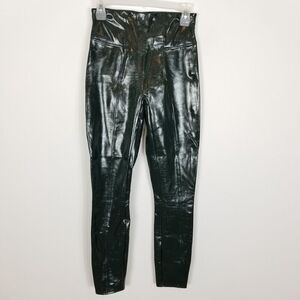 Spanx Womens Faux Patent Leather Legging Size S Pants High Rise Green